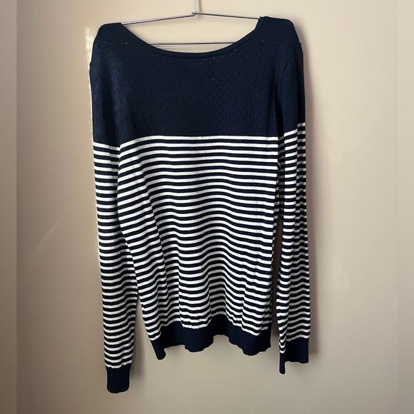 Women’s Chic by Jacob Navy Striped Size Large Sweater - Picture 2 of 3